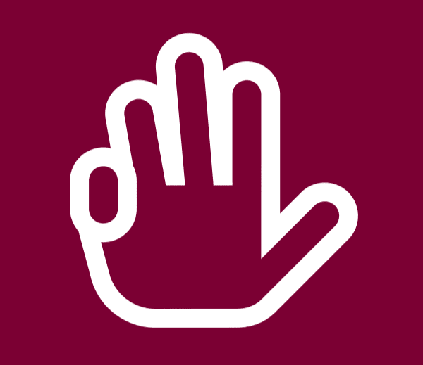 Abbildung einer Hand, die vier Finger hochhält.