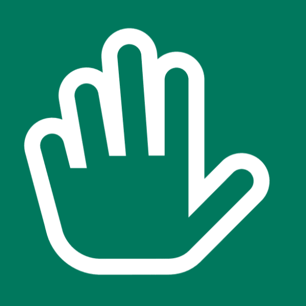 Abbildung einer Hand, die fünf Finger hochhält.